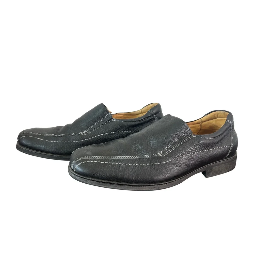Sandro Moscoloni Mens Black Leather‎ Slip On Loafers Square Toe Shoes Size 9.5 D